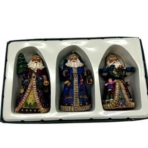 Vintage Kurt S Adler Santa Christmas Ornaments Set 3.5" Box Collectible Decor